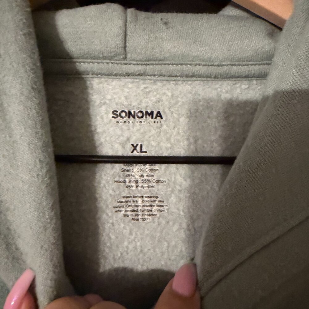 Mens Sonoma Heavy Weight Sweatshirt Hoodie Seafoam Green Blue Extra Large - Picture 2 of 3